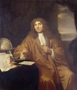 Portrait of Anthonie van Leeuwenhoek, Natural Philosopher and Zoologist in Delft by Jan Verkolje Oil Painting