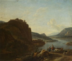 Waterside landscape by Jan Vermeer Van Haarlem Oil Painting