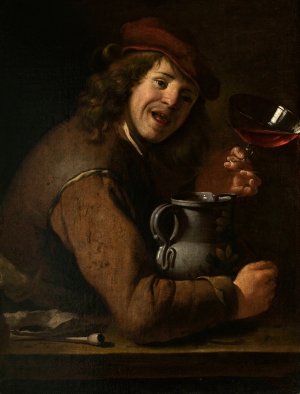 Boy drinking wine by Jan Vermeer Van Utrecht Oil Painting
