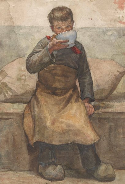 Main Product Photo of Drinkende jongen  Painting by Jan Veth