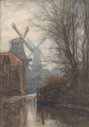 Molens aan een vaart by Jan Veth Oil Painting