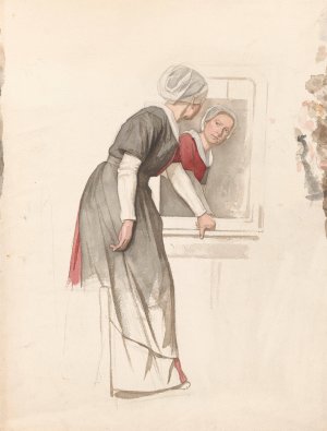 Staande vrouw voor een spiegel by Jan Veth Oil Painting