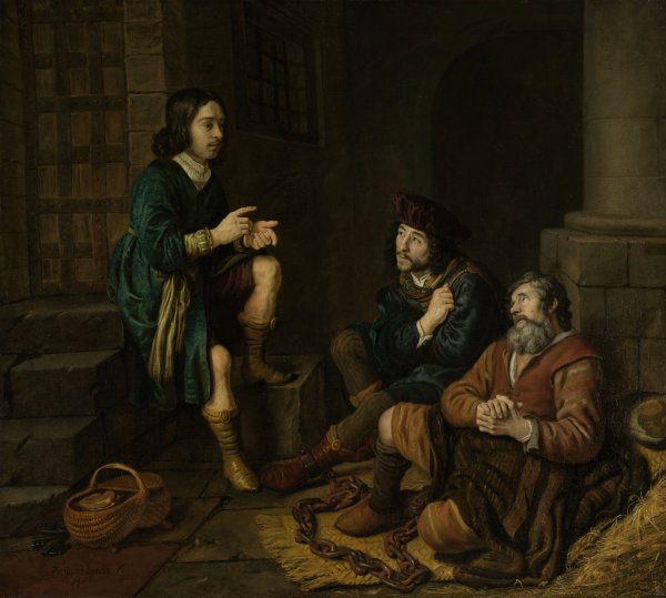 Main Product Photo of Joseph Interprets the Dreams of the Baker and the Butler  Painting by Jan Victors