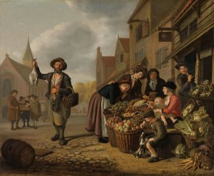 The Greengrocer's Shop De Buyskool by Jan Victors Oil Painting