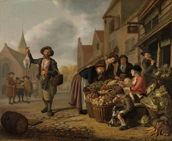Main Product Photo of The Greengrocer's Shop De Buyskool  Painting by Jan Victors