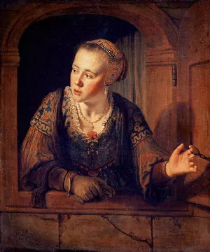 Young Woman at a Window by Jan Victors - Oil Painting Reproduction