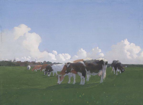 Main Product Photo of Grazende koeien in een weiland  Painting by Jan Voerman
