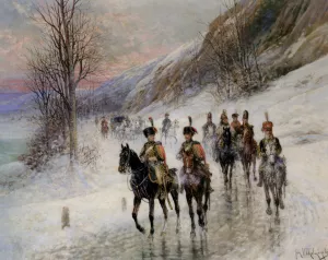 The Retreat from Moscow Oil painting by Jan Von Chelminski