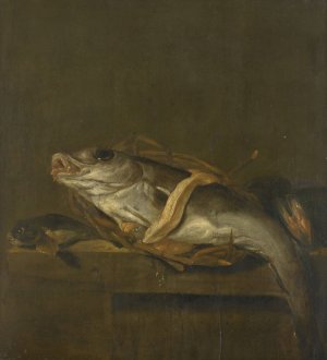 Still Life with a Haddock and Gurnard by Jan Vonck Oil Painting