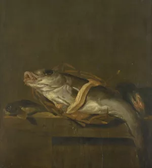 Still Life with a Haddock and Gurnard by Jan Vonck Oil Painting