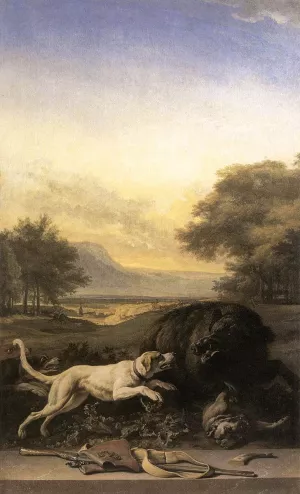 Boar Hunt by Jan Weenix - Oil Painting Reproduction