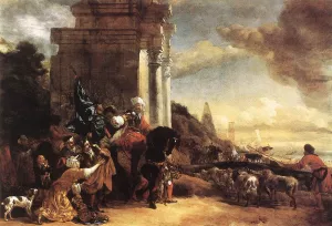Departure of an Oriental Entourage by Jan Weenix - Oil Painting Reproduction