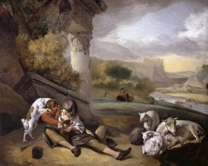 Landscape with Shepherd Boy by Jan Weenix Oil Painting