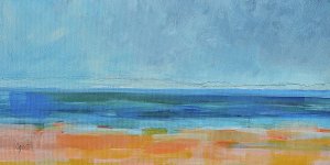 Just a Day at the Beach 1 by Jan Weiss Oil Painting