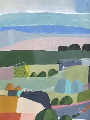 The Pink Beach by Jan Weiss Oil Painting