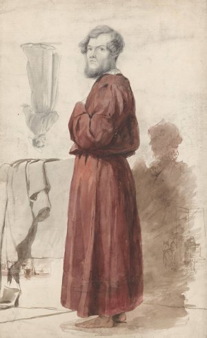 Figuurstudies met een staande man in rode kamerjas by Jan Weissenbruch Oil Painting