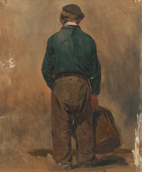Main Product Photo of Visser met een mand, van achteren gezien  Painting by Jan Weissenbruch