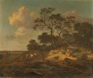 Dune Landscape with Hunters Resting by Jan Wijnants Oil Painting