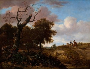 Hunting party in the dunes by Jan Wijnants Oil Painting