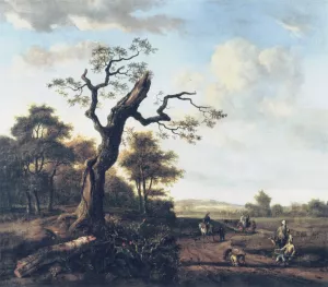 Landscape with a Hawking Party Oil painting by Jan Wijnants