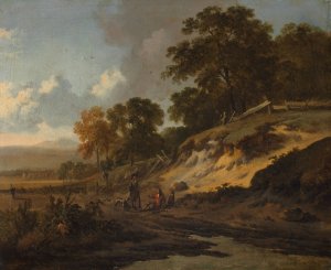 Landscape with Hunters by Jan Wijnants Oil Painting