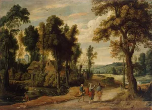 Landscape with Christ and His Disciples on the Road to Emmaus painting by Jan Wildens