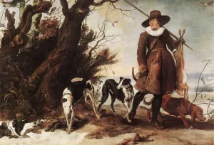 Winter Landscape with a Hunter by Jan Wildens - Oil Painting Reproduction