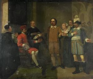 Jacob Simonsz de Rijk getting the Spanish Governor-General Requesens to Release Marnix van Sint Aldegonde, 1575 by Jan Willem Pieneman Oil Painting