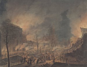Lodewijk Napoleon bezoekt de ruines op het Rapenburg te Leiden na de ontploffing van het kruitschip op 12 januari 1807 by Jan Willem Pieneman Oil Painting
