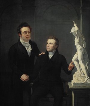 Louis Royer, Sculptor, and Albertus Bernardus Roothaan, Stockbroker, Friend of the Arts, and Patron of the Sciences by Jan Willem Pieneman Oil Painting