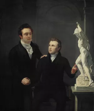 Louis Royer, Sculptor, and Albertus Bernardus Roothaan, Stockbroker, Friend of the Arts, and Patron of the Sciences by Jan Willem Pieneman Oil Painting