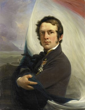 Portrait of Jacob Hobein, Rescued the Dutch Flag under Enemy Fire, 18 March 1831 by Jan Willem Pieneman Oil Painting