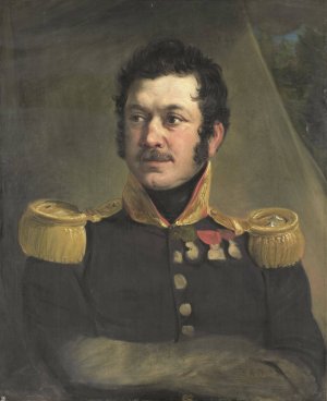 Portrait of Lieutenant-General Frederik Knotzer by Jan Willem Pieneman Oil Painting