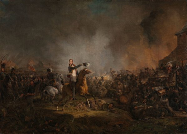 The Prince of Orange at Quatre Bras, 16 June 1815  by Jan Willem Pieneman - Hand-Painted Oil Painting Reproduction