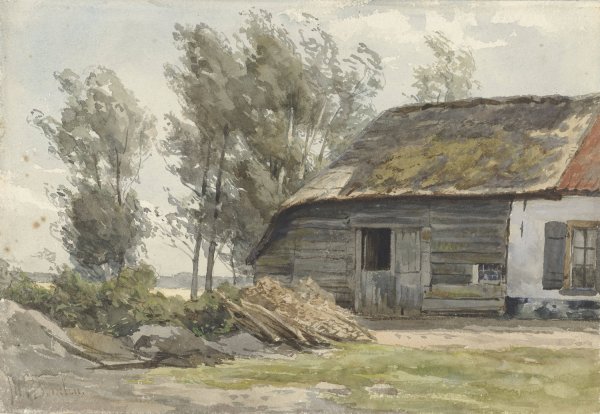 Boerenhofstede met schuur  by Jan Willem Van Borselen - Hand-Painted Oil Painting Reproduction