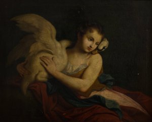 Leda and the Swan by Jan Wincenty Kopff Oil Painting