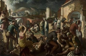 Christ and City by Jan Wydra Oil Painting