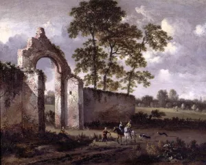 Landscape with a Ruined Archway by Jan Wynants Oil Painting
