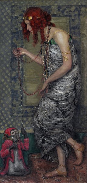 The Princess and the Monkey by Janis Rozentals Oil Painting