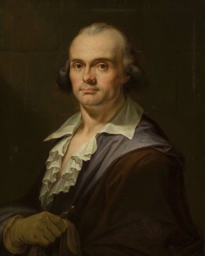 Portrait of a man with a glove by Janos Mihaly Hesz Oil Painting