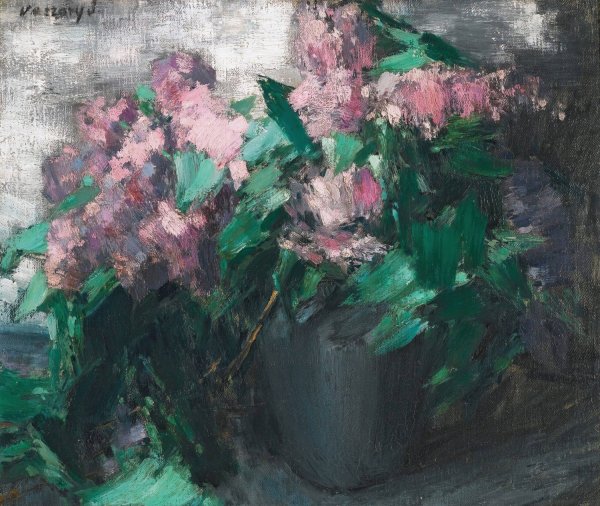 Lilacs by Janos Vaszary - Hand-Painted Oil Painting Reproduction