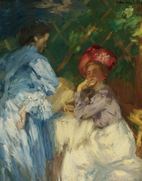 Women in the park  by Janos Vaszary - Hand-Painted Oil Painting Reproduction