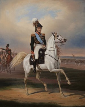 Equestrian portrait of Mr. Paskiewicz by January Suchodolski Oil Painting
