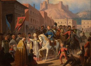 Hosius, bishop of Vilnius, and Sigismund Augustus by January Suchodolski Oil Painting