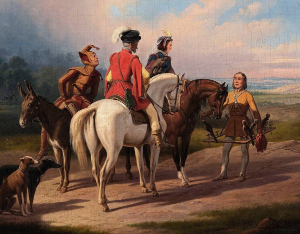 Hunting with falcons  by January Suchodolski - Hand-Painted Oil Painting Reproduction