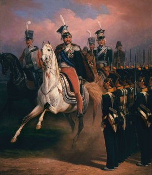 Prince Jozef Poniatowski before the front of grenadiers by January Suchodolski Oil Painting