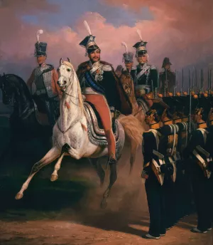 Prince Jozef Poniatowski before the front of grenadiers by January Suchodolski Oil Painting