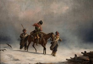 Retreat from Moscow in 1812 by January Suchodolski Oil Painting