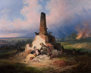 Wounded Uhlan in 1831 by January Suchodolski Oil Painting