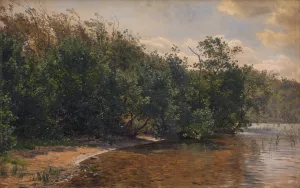 Ellebuske ved Almind So by Janus La Cour Oil Painting